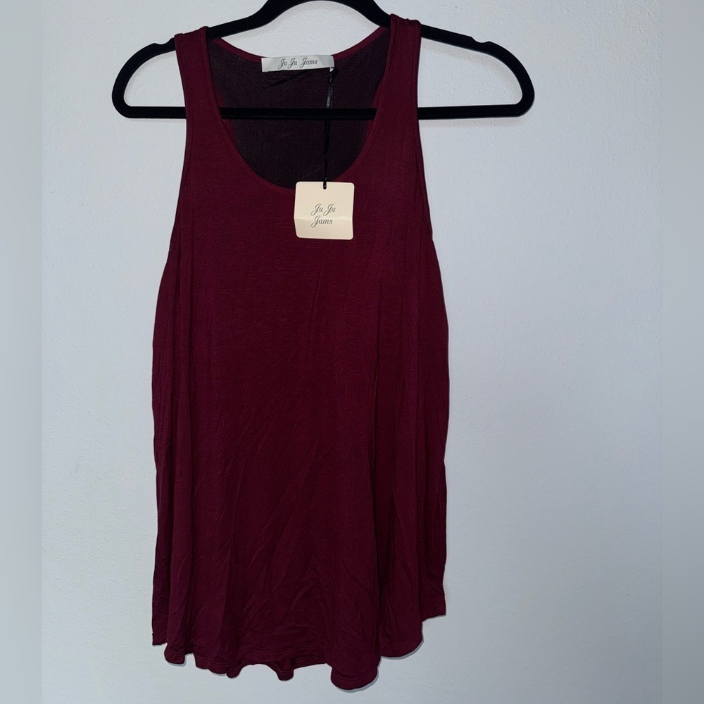 Juju Jams Burgundy Sleep Tank Flowy Lounge Casual Soft Stretch Size Medium NWT